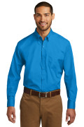Port Authority Long Sleeve Carefree Poplin Shirt Coastal Blue W100