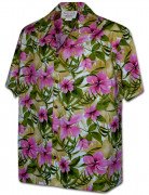Men's Hibiscus Garden Hawaiian Shirt 410-3956 Pink