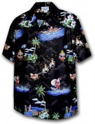Pacific Legend Matched Front Men's Hawaiian Shirts 442-3650 Black