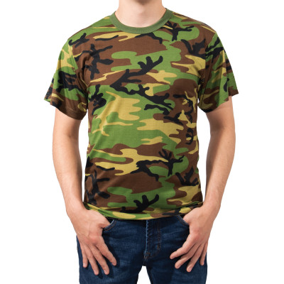 Потоотводящая футболка лесной камуфляж Rothco Moisture Wicking T-Shirt Woodland Camo 95025, фото