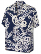 Tribal Tattoo Designs Men's Aloha Shirt 410-3984 Navy