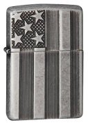Zippo American Flag Lighters Antique Silver Plate Armor