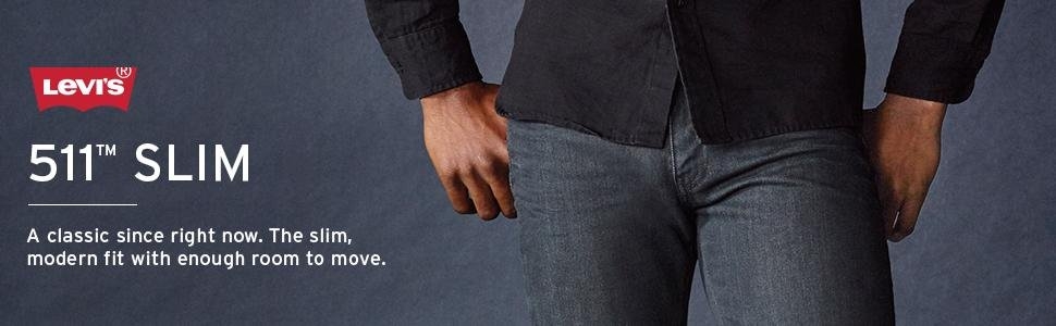 Мужские узкие джинсы Levi's 511 Slim Fit Jeans с составом ткани 98% хлопок, 2% эластан