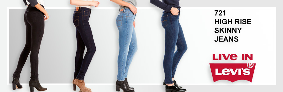 Женские облегающие джинсы с высокой посадкой Levi's 721 High Rise Skinny Jeans с высокой посадкой (High Rise)