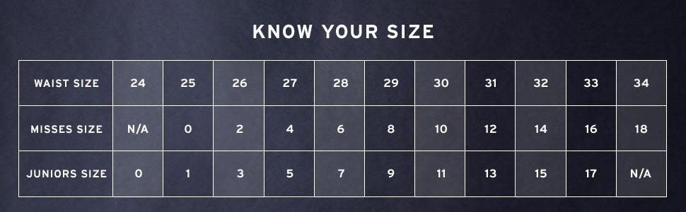 Таблица определения размера женских джинсов Левис