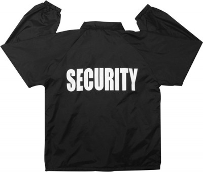 Куртка ветровка Rothco Fleece-Lined Coaches Jacket - Black w/ "Security" Print 7648, фото