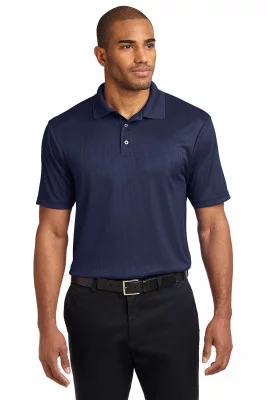 Классическая жаккардовая темно-синяя футболка поло Port Authority Men's Performance Fine Jacquard Polo True Navy, фото