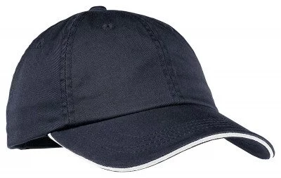 Бейсболка хлопковая в темно-синем цвете Port Authority Sandwich Bill Cap Classic Navy/ White, фото