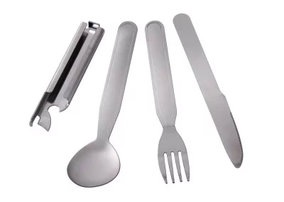 Набор нержавейка походный ложка вилка нож открывалка с чехлом Rothco Deluxe Chow Set 482, фото