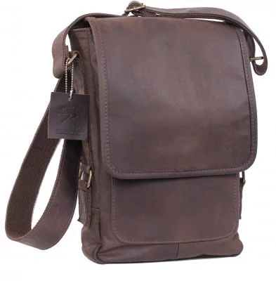 Кожаная коричневая винтажная сумка Rothco Leather Military Tech Bag Brown 57950, фото