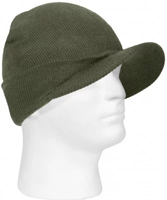 Шапка оливковая вязаная акриловая с козырьком Rothco Deluxe Acrylic Jeep Cap Olive Drab 5409, фото
