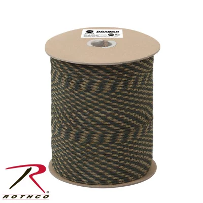 Паракорд нейлоновый лесной камуфляж 305 метров Rothco Nylon Paracord 550lb Spool 305 метров Woodland Camo 217, фото
