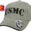 Лицензионная винтажная бейсболка Rothco с вышитой надписью «USMC» и черной вышитой эмблемой КМП США «Глобус и Якорь» на козырьке - Винтажная бейсболка Rothco Deluxe Vintage USMC Embroidered Low Pro Cap 9738