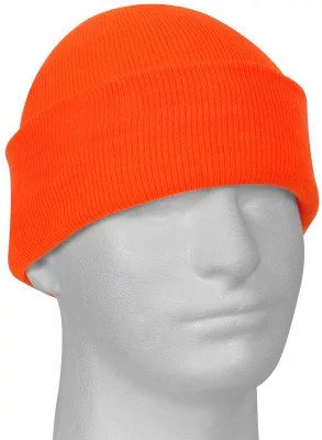 Шапка акриловая вязанная оранжевая Rothco Deluxe Fine Knit Watch Cap Safety Orange 5783, фото