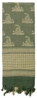 Шарф шемаг лиственный с Гадсденовским флагом Rothco Don't Tread On Me Shemagh Foliage Green 88529, фото