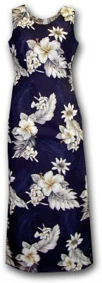 Длинное гавайское платье Pacific Legend Long Tank Hawaiian Dresses - 321-3162 Navy, фото