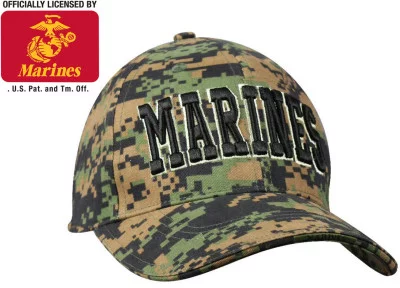 Лицензированная бейсболка лесной марпат Rothco Deluxe Marines Low Profile Insignia Cap Woodland Digital Camo 9588, фото