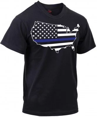 Футболка с картой США и синей полосой Rothco Thin Blue Line America Map T-Shirt 1851, фото