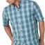 Рубашка бирюзовая в клетку с коротким рукавом Wrangler Authentics Short Sleeve Classic Plaid Shirt Brittany Blue Plaid - Рубашка бирюзовая в клетку с коротким рукавом Wrangler Authentics Short Sleeve Classic Plaid Shirt Brittany Blue Plaid