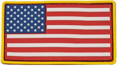 Нашивка ПВХ с велкро флаг США Rothco U.S. Flag PVC Velcro Patch - Full Color / Yellow Border 21777, фото