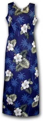 Длинное гавайское платье Pacific Legend Long Tank Hawaiian Dresses - 321-2798 Navy, фото
