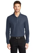 Port Authority Long Sleeve Core Classic Pique Polo River Blue Navy K100LS