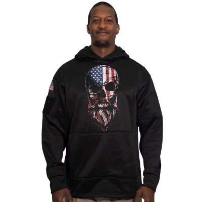 Толстовка тактическая c байкерским черепом Rothco Bearded Skull Concealed Carry Hoodie Black 52080, фото