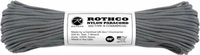 Паракорд нейлоновый угольно-серый Rothco Nylon Paracord Type III 550 LB 100FT Charcoal Grey 128, фото