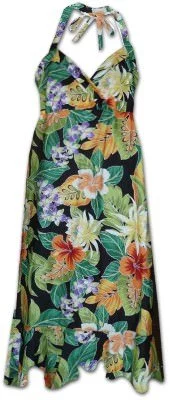 Платье гавайское халтер Pacific Legend Halter Dress - 328-3799 Black, фото