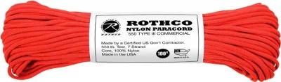 Паракорд нейлоновый красный Rothco Nylon Paracord Type III 550 LB 100FT Red 146, фото