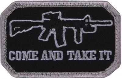 Черная нашивка «Приди и возьми это» с изображением карабина M-4 SOPMOD Rothco Come and Take It Morale Patch Black 1892, фото