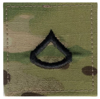 Нашивка мультикам ранг с велкро (рядовой первый класса Армии США) Rank Insignia E-3 Private 1st Class (PFC) Scorpion OCP Camo 1792, фото