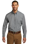 Port Authority Long Sleeve Carefree Poplin Shirt Gusty Grey W100