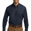 Темно-синяя рубашка с длинным рукавом Port Authority Long Sleeve Carefree Poplin Shirt River Blue NavyW100 - Темно-синяя рубашка с длинным рукавом Port Authority Long Sleeve Carefree Poplin Shirt River Blue NavyW100