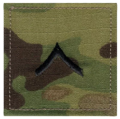 Нашивка мультикам ранг с велкро рядовой Армии США Rank Insignia E-2 Private (PV2) Scorpion OCP Camo 1795, фото