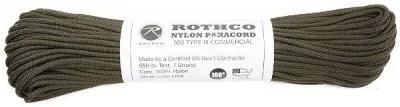 Шнур паракордовый (паракорд) нейлоновый оливковый Rothco Nylon Paracord Type III 550 LB 100FT Olive Drab 303, фото