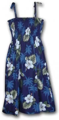 Гавайский сарафан с тонкими бретельками Pacific Legend Hawaiian Tube Dress - 332-2798 Navy, фото