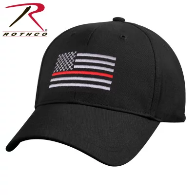 Бейсболка с флагом США и красной пожарной полосой Rothco Thin Red Line Flag Low Profile Cap Black 9896, фото