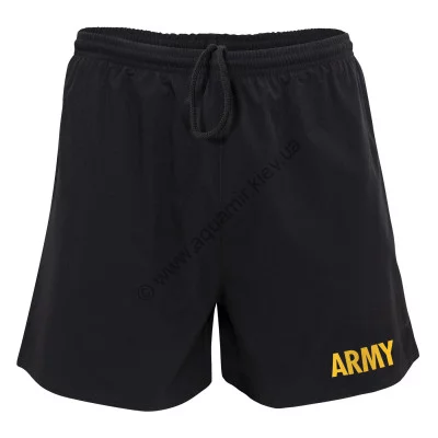 Шорты черные тренировочные компресионные Rothco Army PT Compression Shorts Black / ARMY (Yellow Letters) 46027, фото