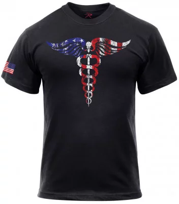 Футболка с логотипом Кадуце́й Rothco Medical Symbol (Caduceus) T-Shirt Black 2728, фото