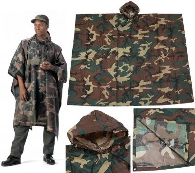 Плащ-накидка армейская лесной камуфляж вудланд Rothco G.I. Type Military Poncho Woodland Camo 4858, фото