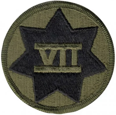 Приглушенная нашивка 7-й Корпус «Джэйхоук» Армии США 7th Corps Patch 72135, фото