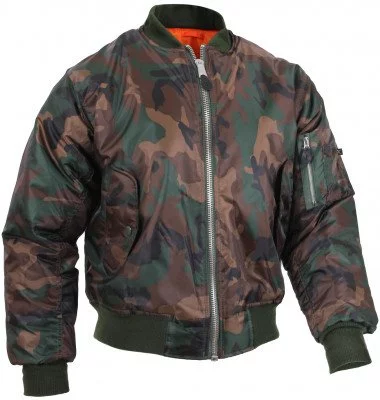 Камуфлированная лётная куртка бомбер лесной камуфляж Rothco MA-1 Flight Jacket Woodland Camo 7332, фото
