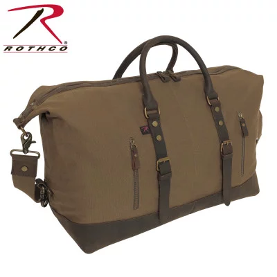 Сумка винтажная коричневая с кожаными ручками Rothco Extended Weekender Bag Earth Brown 9089, фото