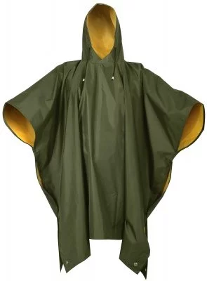 Двухсторонее оливково-желтое пончо - дождевик Rothco Reversible PVC Poncho Olive Drab 3634, фото
