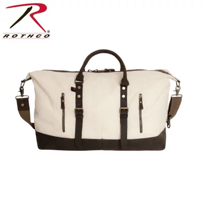 Сумка винтажная белая с кожаными ручками Rothco Extended Weekender Bag Natural 9087, фото