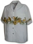 Pacific Legend Men's Border Hawaiian Shirts - 440-3634 White