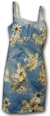 Гавайский сарафан на тонких бретельках Pacific Legend Short Spaghetti Dress - 306-3162 Blue, фото