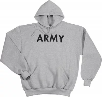 Тренировочная серая армейская толстовка с капюшоном Rothco Pullover Sweatshirt  Grey w/ ARMY 9189, фото