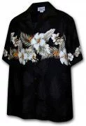 Pacific Legend Men's Border Hawaiian Shirts - 440-3545 Black